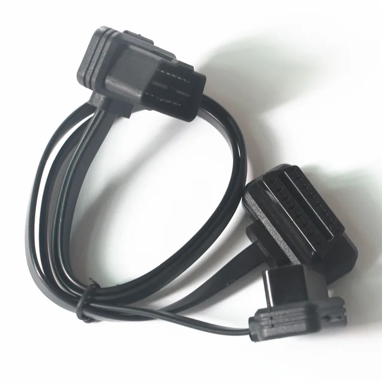 Плоский + тонкий как лапша OBDII OBD 2 OBD2 16 контактный ELM327 штекер двойной гнездо Y