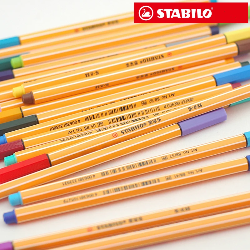 STABILO 88 fiber pen 0.4mm fine sketch needle technical pen multifunction ink gel pen marker paperlaria escolar 25pcs Germany