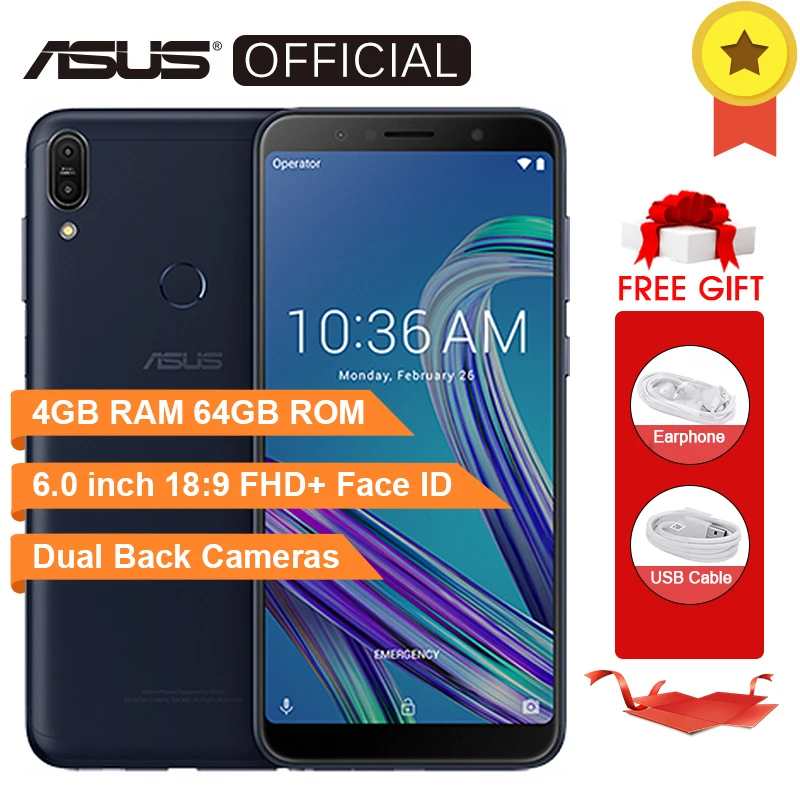 

Global Version,Asus ZenFone Max Pro (M1) ZB602KL SnapDragon 636 Android 8.1 4GB 64GB 6 Inch 4G Mobile Phone Sealed Box 3 Slots