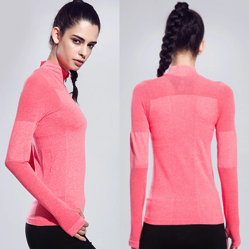 Lumier Yoga Top Breathable Sport Shirt Women Long Sleeves Thumb Design Fitness Short Zipper Gym Soft Running Jogging Clothing (15)