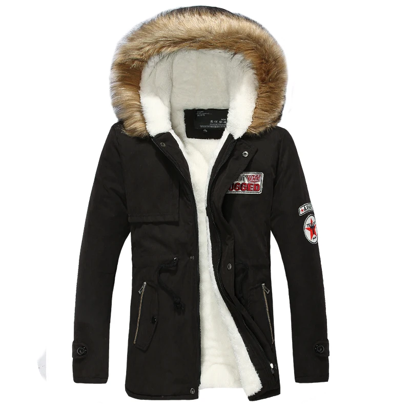 

New 2018 winter couples warm add wool hooded cotton-padded clothes coat / men fur collar long down jacket coat