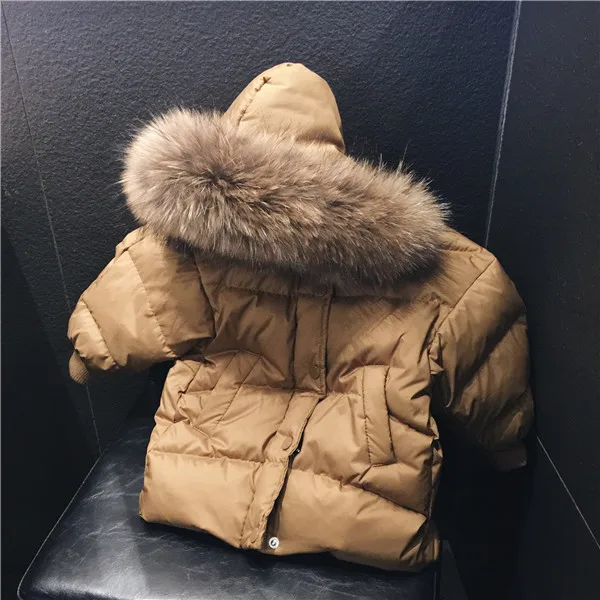 

2017 Winter Children Down Jacket Boys Girls Thickened Fur Hooded Design Coats Kids Outerwear Super Warm Snowsuit
