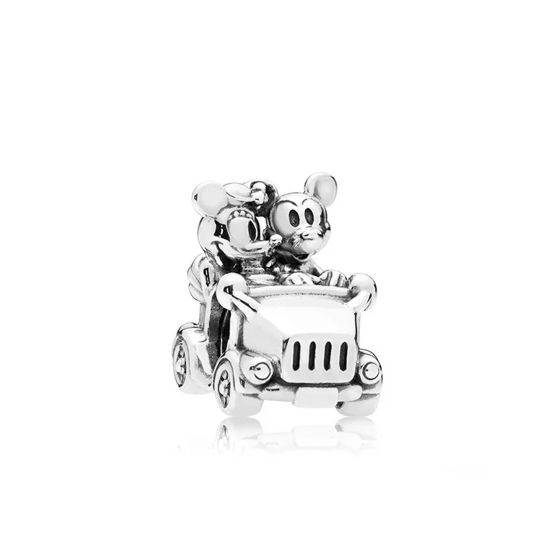 

5PCS Wholesale Silver Plated Mickey Minnie Bead Car Love Charms Fit DIY Pandora European Pulseiras Charm Bracelets & Bangles