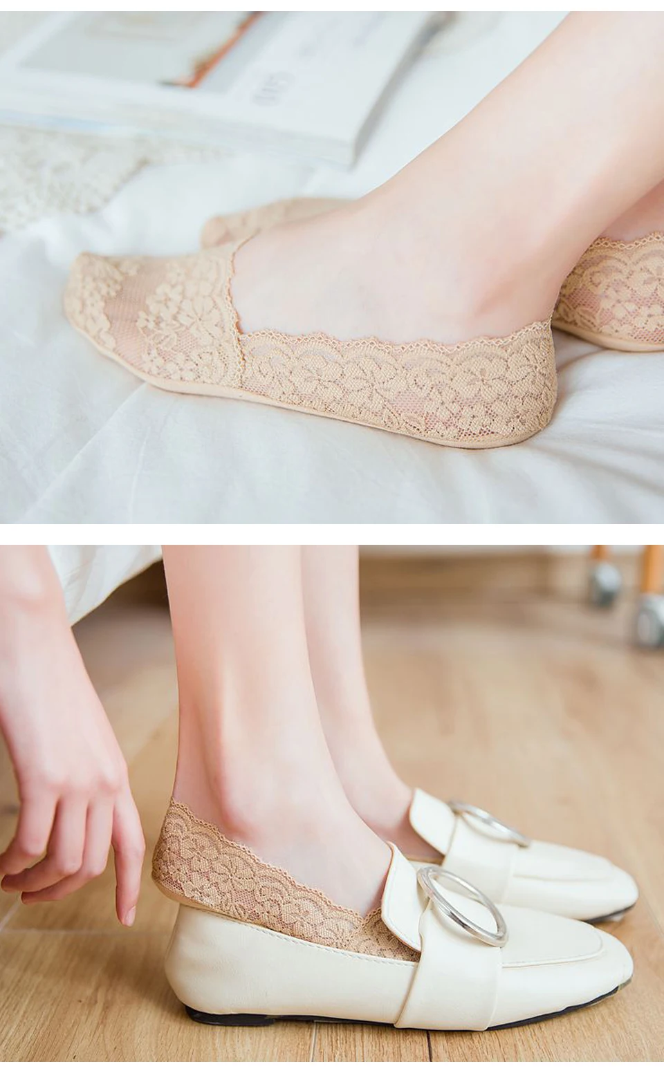 Summer Thin Boat Socks For Women Breathable Lace Sock Invisible High Heels Socks Slippers Soft Breathable Nylon Low Short Socks (9)