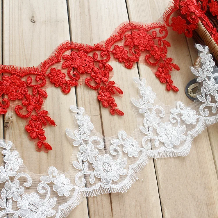 

1 Yard Width 13cm French Lace Embroidered Lace Trim Handmade Eyelash Lace Fabric For Wedding Dress