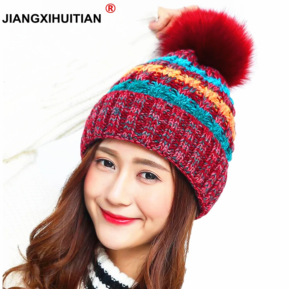 gorro de punto cálido Jiangxihuitian-boina de Cachemira para mujer gorro de punto cálido Jiangxihuitian-boina de Cachemira para mujer