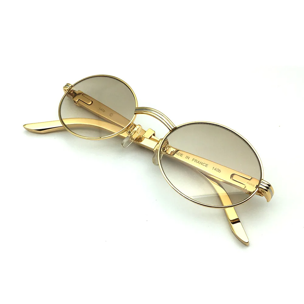 US $90.65 Luxury Brand Designer Carter Glasses Men Stainless Steel Optical Frame Gold Sunglasses For Women Round Mens Sunglass
