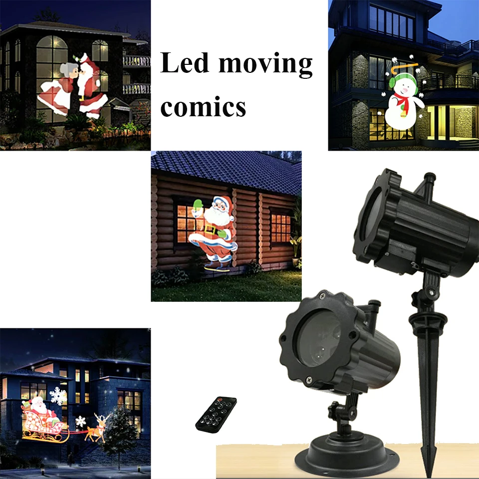 

Animated Projector 4 kind GIF Card LED Christmas Projector Lights Christmas Landscape Spotlight Indoor Outdoor Remote Decoration