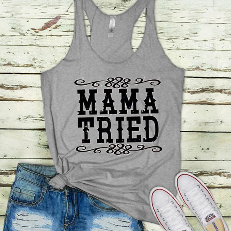 

2019 mama tried tank country girl tanks country music festival tops rodeo top drinking streetwear print harajuku woman clothes