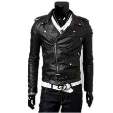 Мужская кожаная куртка плюс размер XXL новая Персонализированная мужская куртка из искусственной кожи пальто мульти-молния подол ремень тонкая верхняя одежда