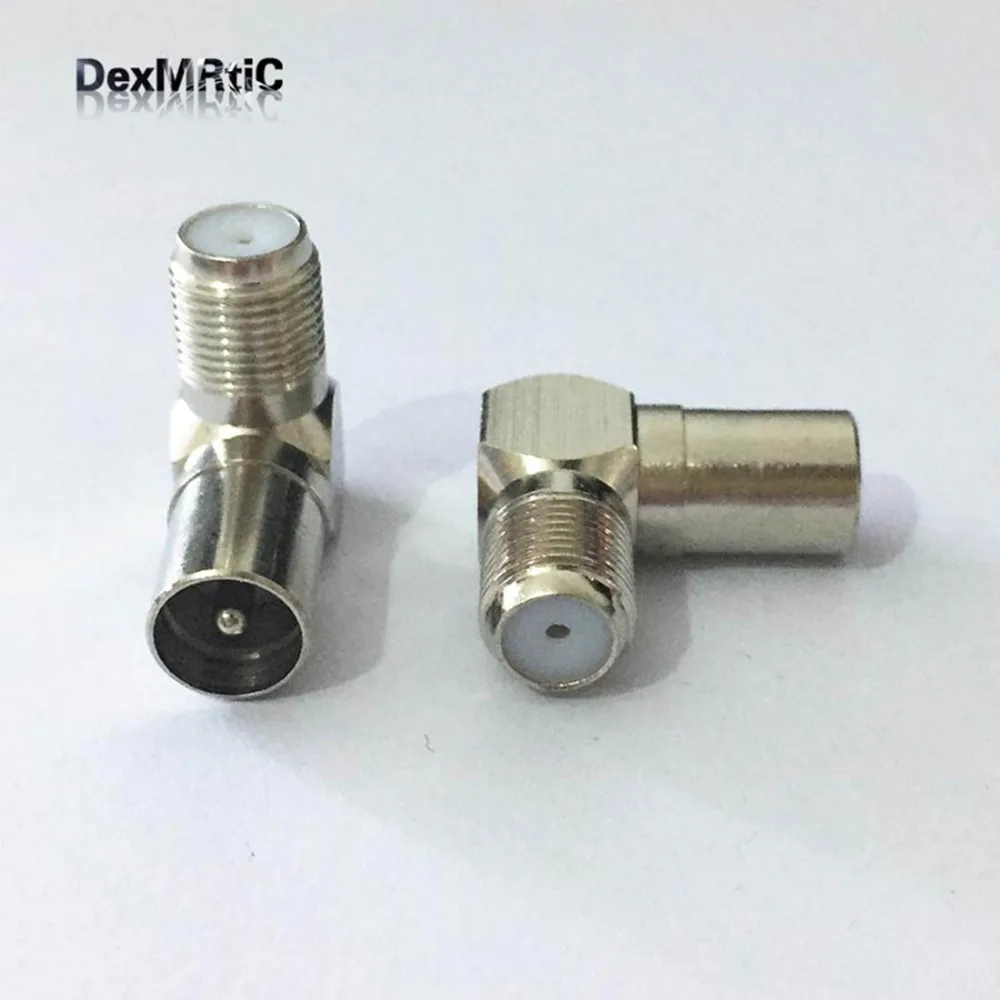 

5pcs Copper Imperial F Female to 9.5 TV CATV Male Right Angle Adapter TV antenna connector