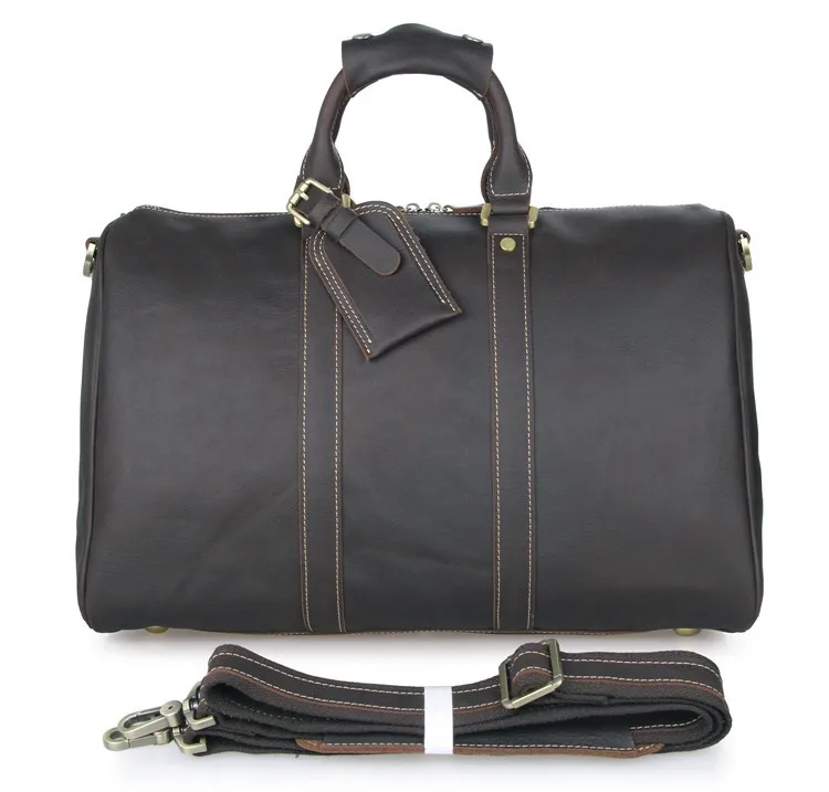 Ручная работа, натуральная кожа, уникальная сумка для багажа, дорожные сумки 7077Q - Цвет: Chocolate