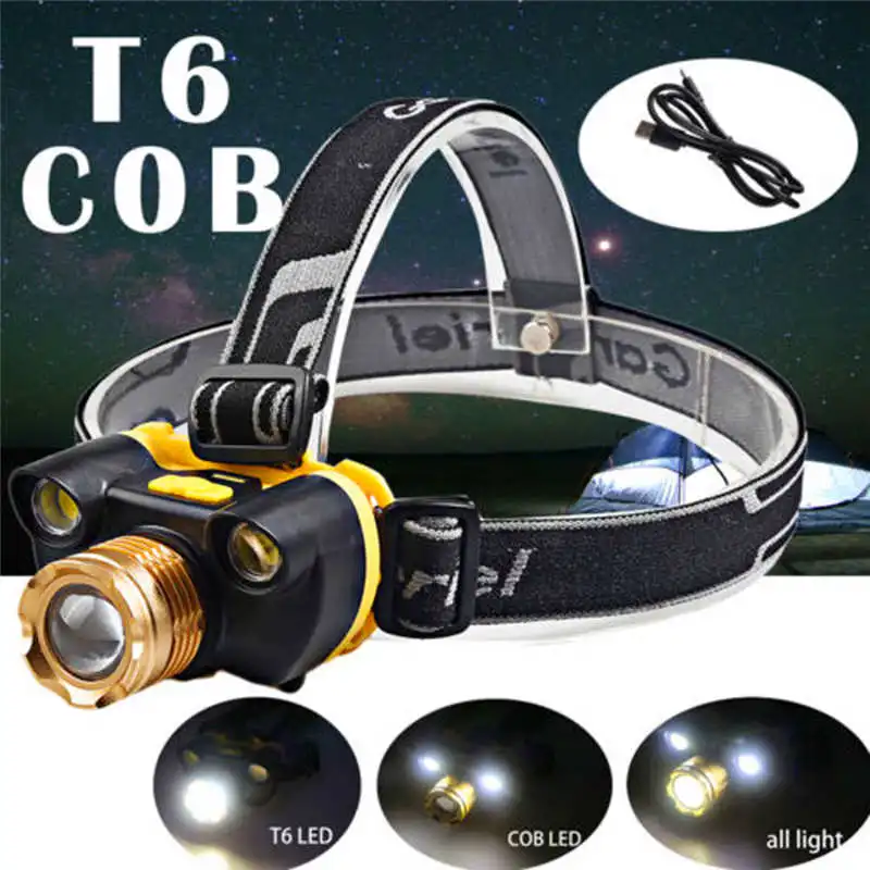 Zoomable 15000LUMENS 3X XM-L T6 LED 18650 Headlamp Head Light Torch Lamp led flashlight head flashlight rechargeable #4A29 (11)