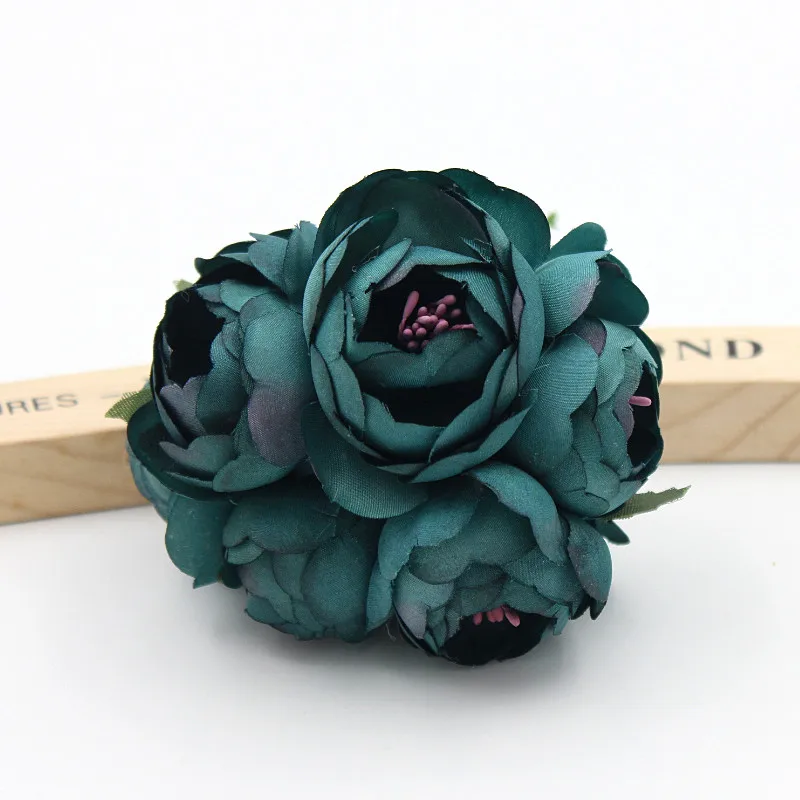 6 шт./лот 4,5 см Моделирование искусственных цветов маленькая шелковая ткань розы чайные пакетики ручной работы свадебные украшения - Цвет: blue