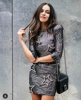 

High Quality O-Neck Beading Bodycon Elegant Celebrity Sexy Mini Fashion Winter Homecoming Party Dresses Women