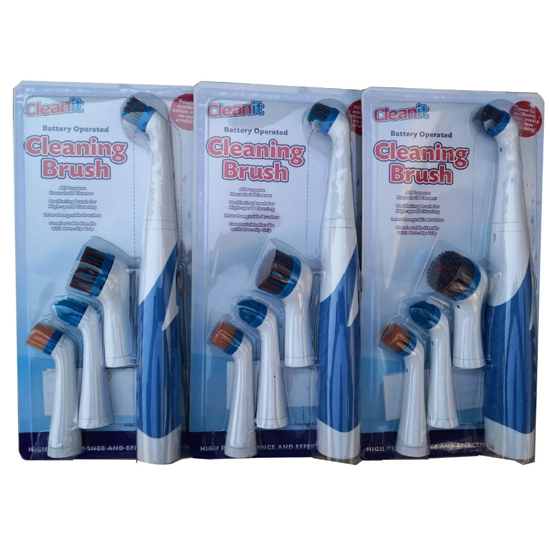 JX-LCLYL 26CM Super Sonic Scrubber Electric Cleaning Brush Household All Purpose W/4Heads Random Color