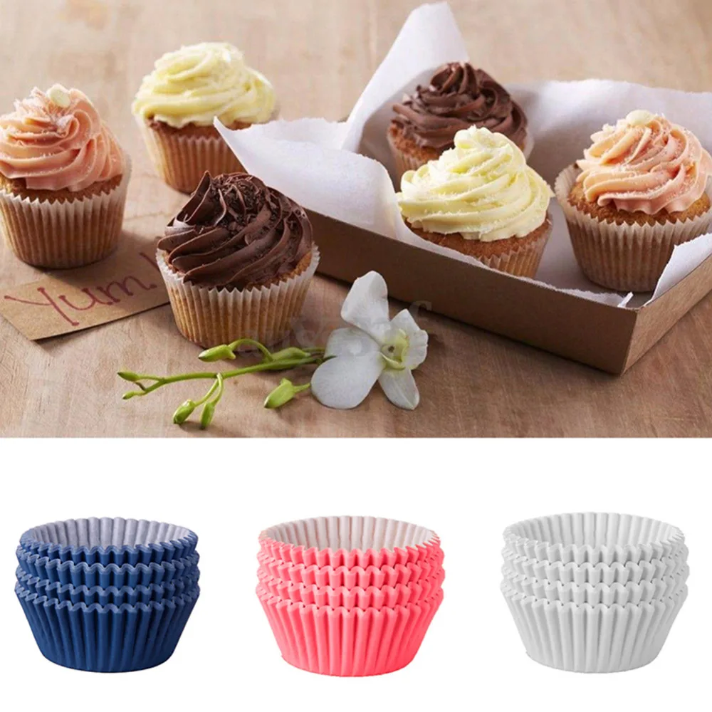 

100Pcs/Pack Kitchen Pure Color Paper Cake Cupcake Liner Baking Muffin Box Cup Case Party Tray Cake Mold Decorating Tools #246729