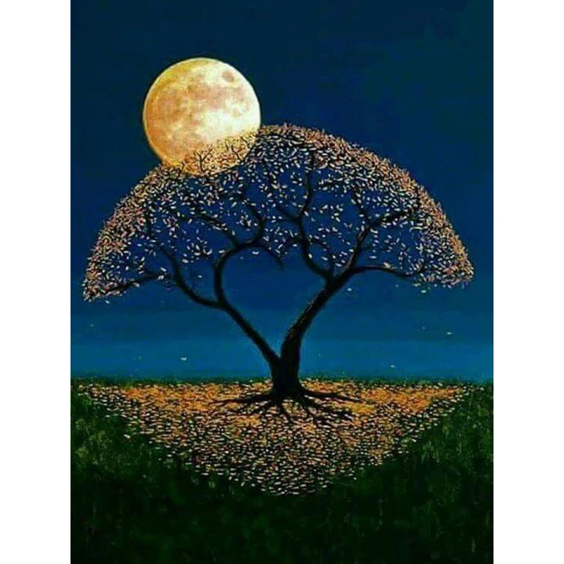 

5D DIY Diamond Painting Scenery Sunrise Trees Full Square Embroidery Cross Stitch Mosaic Rhinestone Home Decor