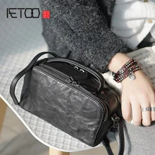 AETOO Handmade head cowhide vintage handbag, leather shoulder oblique strap female bag, casual small simple lady bag