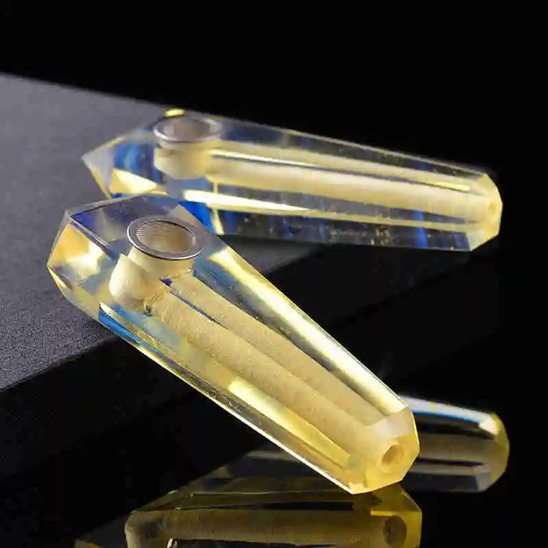 Smoking Dogo 2017 New Arrival Handmade Polished Pipe Yellow Smelting Quartz Pipe Crystal Quartz