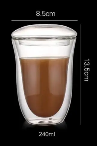 MORGUANA 240 мл стеклянные чашки с двойными стенками, кружки для кофе, чая, стеклянная чашка с крышкой, пивная кружка, чашка, посуда для напитков, термостойкая стеклянная чашка - Цвет: 240ML with Lid