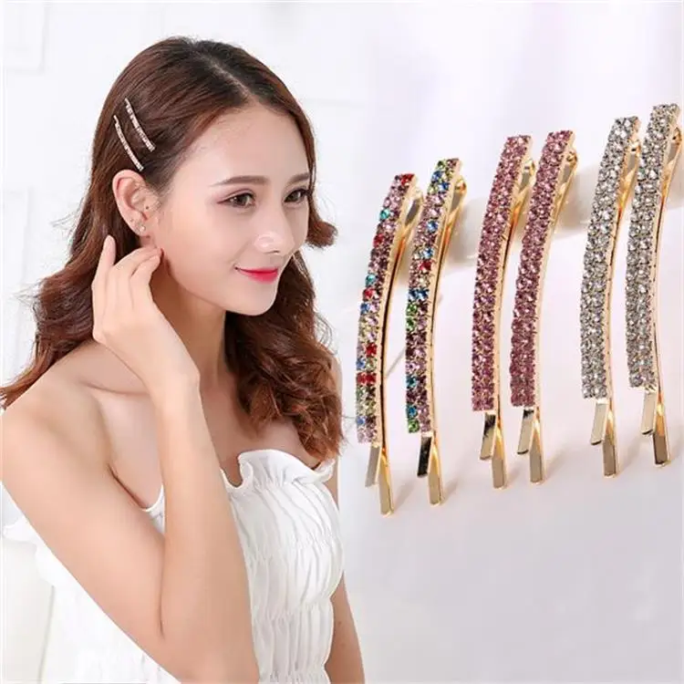 

2pcs/exquisite shiny double drain drill hair accessories Ladies and children double row crystal drill side clamp hair clips