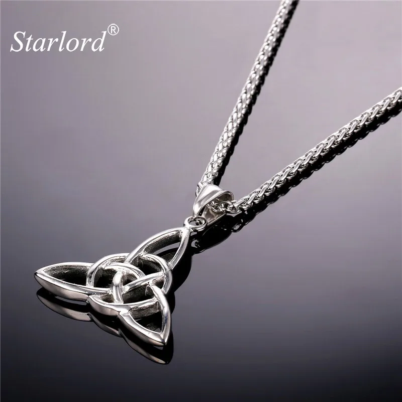 

Starlord Celtic Knot Pendant&Necklace Viking Jewelry Stainless Steel/Gold Color Triquetra Chain Necklace Men/Women GP1812