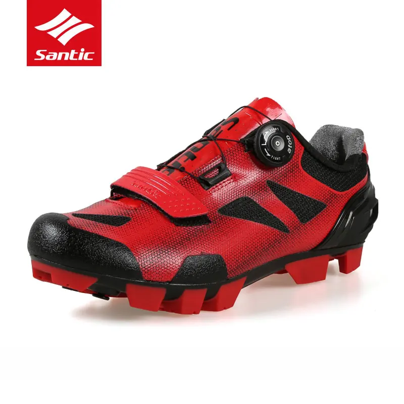 Santic Men Breathable Bicycle Cycling Shoes Professional MTB Mountain Bike Shoes Quick Dry PU Soft Elastic Lock Riding Shoes