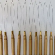 12 шт./лот, деревянная ручка вытягивая иглы петли волос, наращивание волос Инструменты