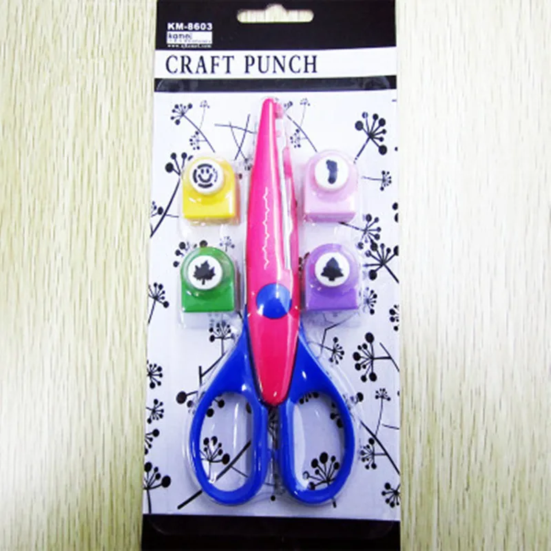 

Free Shipping 2016 new design back to school gift DIY tools scissor craft punch set perforadora de papel scrapbooking embossing