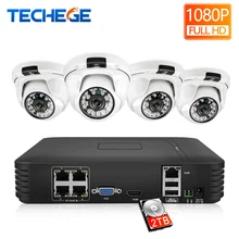 Techege HD 1080 P 4CH видео камера s системы 2MP Металл IP камера Indoor 4CH 1080 POE NVR 13 в комплект видеонаблюдения электронной почты сигнализации ночное видение