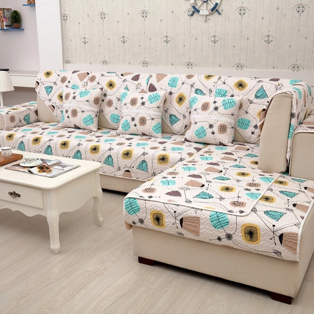 Fundas Sofas Elastico Decorativa Quilted Cushion Printed Colorful Fundas Sofas Elastico Decorativa Quilted Cushion Printed Colorful Sofa Covers Cotton Fabric Corner Couch For