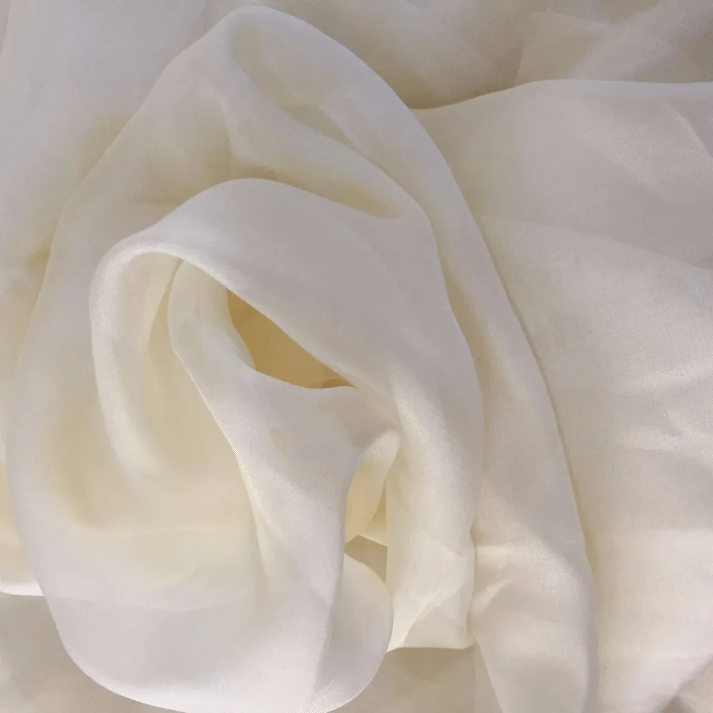 

Howmay ivory creme silk chiffon 100% pure silk fabric 5.5m/m 140cm 55" 11# color for scarf dress scarf decoration