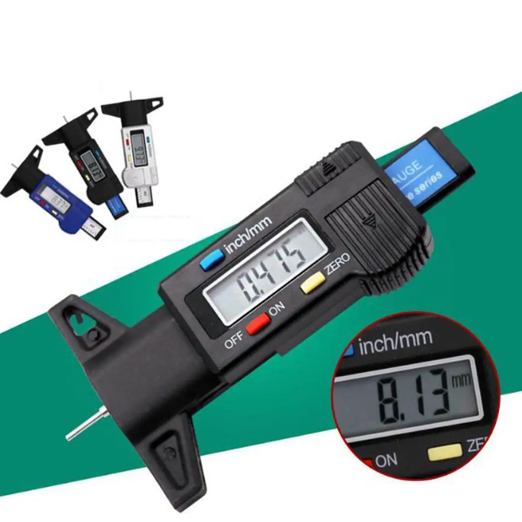 

Digital depth gauge caliper tread depth gauge LCD Tire tread gauge For Car Tire 0-25.4mm Measurer Tool caliper for SR44 / LR44
