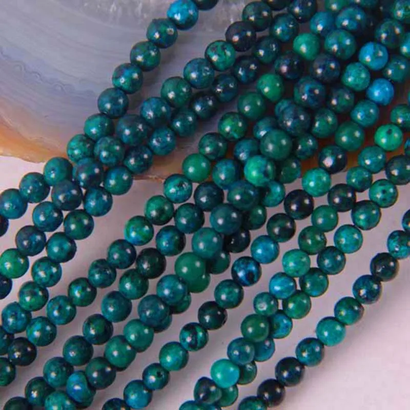 

4MM Brazilian Azurite Round Loose Beads 16 Inch Jewelry For Gift Making B247
