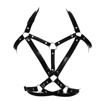 

Harness Bra Leather Women Black Metal Punk Gothic Body Cage Lingerie Bondage Breast Belt Garter Belt Plus Size Festival Rave
