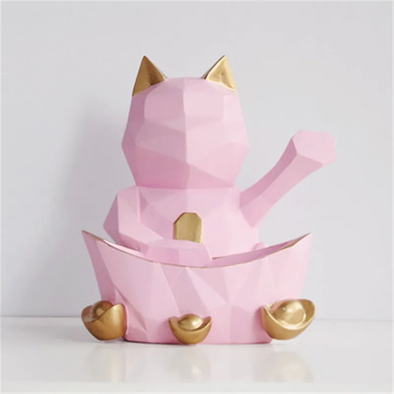 Кошки Sycee коробка для хранения статуя деньги рисование животных смолы ремесленника дома настенные аксессуары кулон L3005 - Цвет: Красный