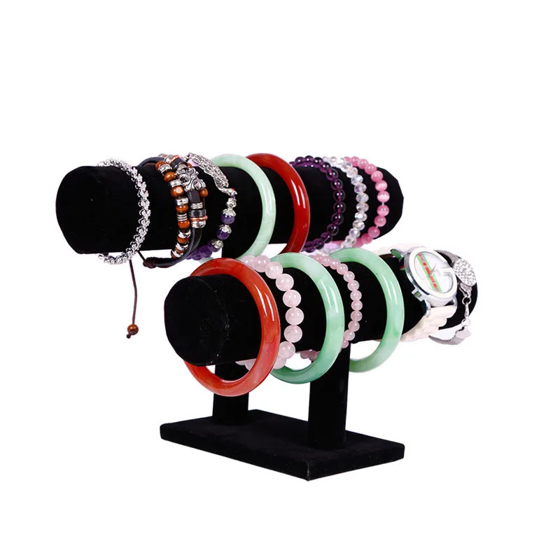 Joyero Organizador Real Jewelry Boxes 2019 New Jewelry Display Rack Double-deck Velvet Bracelet Watch Necklace Es