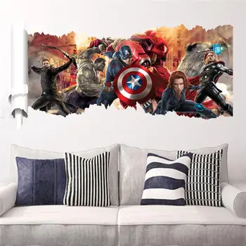 

Captain America Super Heros Avengers Wall Sticker For Kids Room Home Decoration Diy 3d Wall Hole Scroll Mural Art Pvc Decals