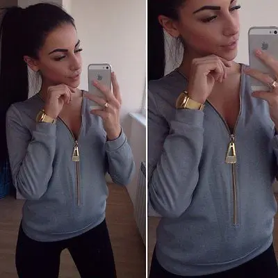 

Womens Ladies Sexy Slim Long Sleeve Sweater Fashion Casual Blouse Tops
