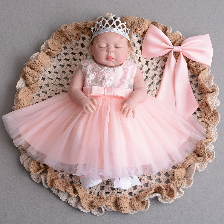 55 см полностью силиконовые Reborn Спящая девочка кукла игрушки винил новорожденный живой Bebe с длинным платьем реалистичный игровой дом классическая игрушка