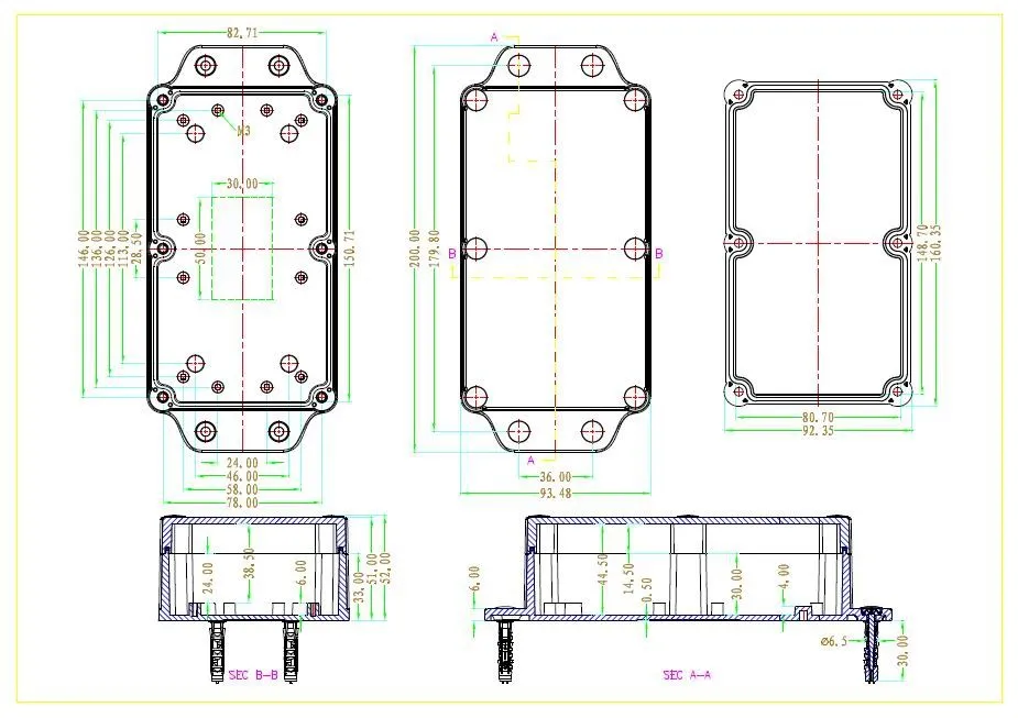 [2 вида стилей] 200*94*66 мм Водонепроницаемый пластиковые окна проекта ip68 abs пластиковая распаечная коробка diy настенное крепление Пластиковый корпус для рабочего стола