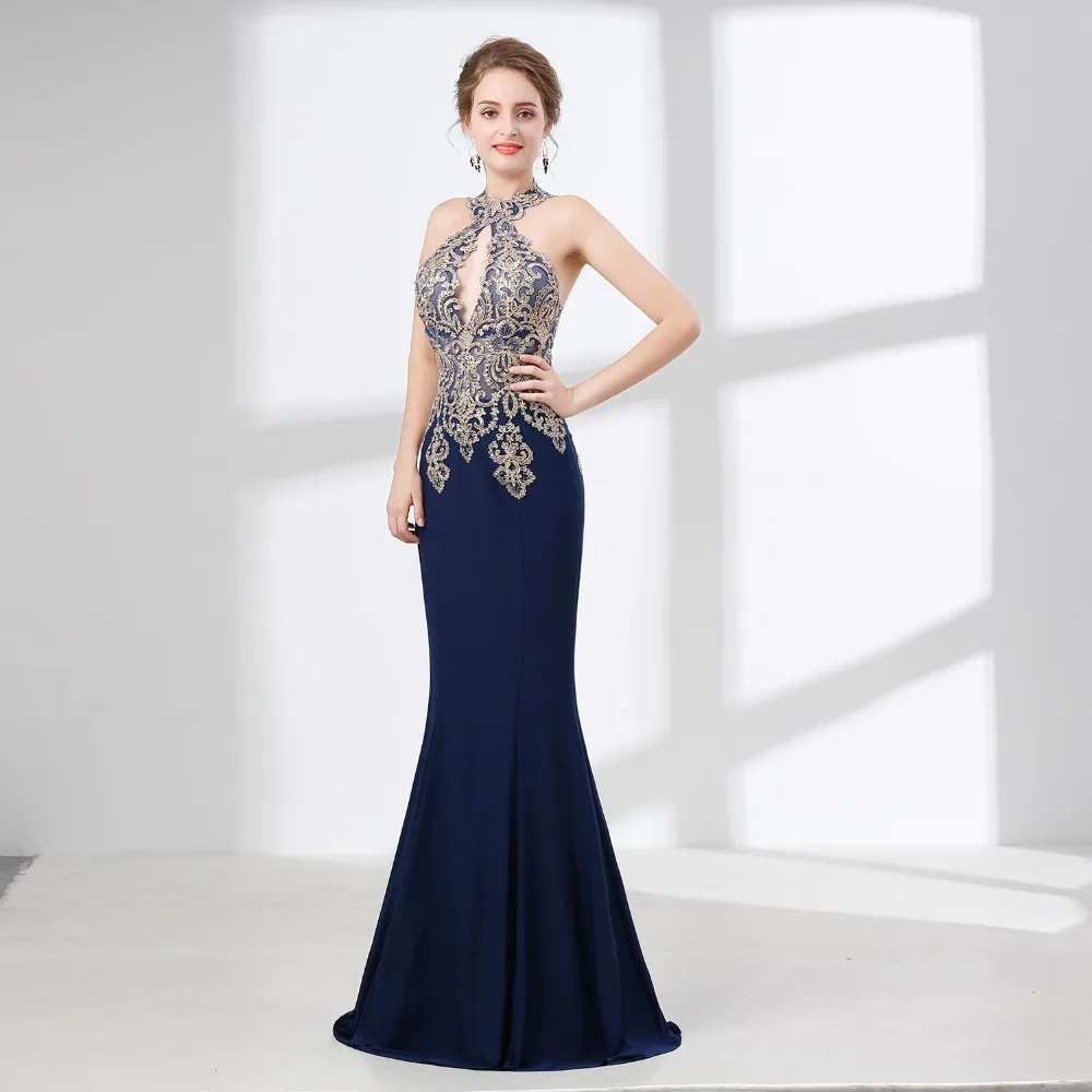Темно синие Выпускные платья русалки 2020 Vestido Formatura кружевное вечернее Женское