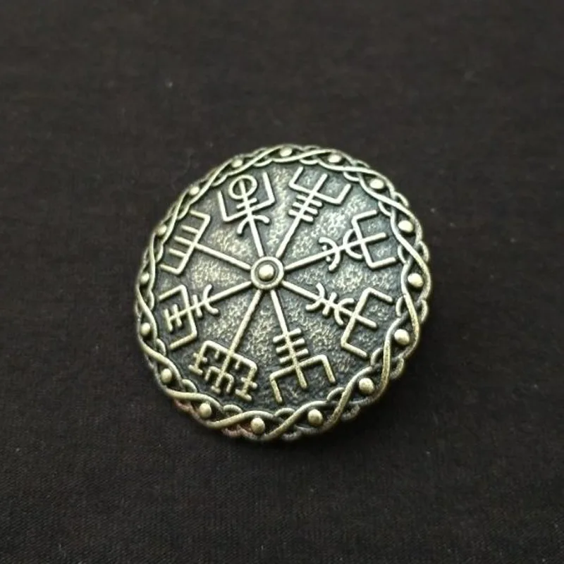 Скандинавский Викинг Vegvisir скандинавский компас руны runic Pin Elder Futhark Badge Wicca Norse брошь древняя мифологическая Asatru Jewe