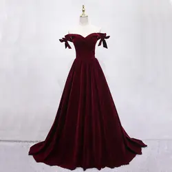 Gardenwed бордовый вечернее платье 2019 с плеча трапециевидной формы торжественное платье для женщин Элегантный vestidos de festa