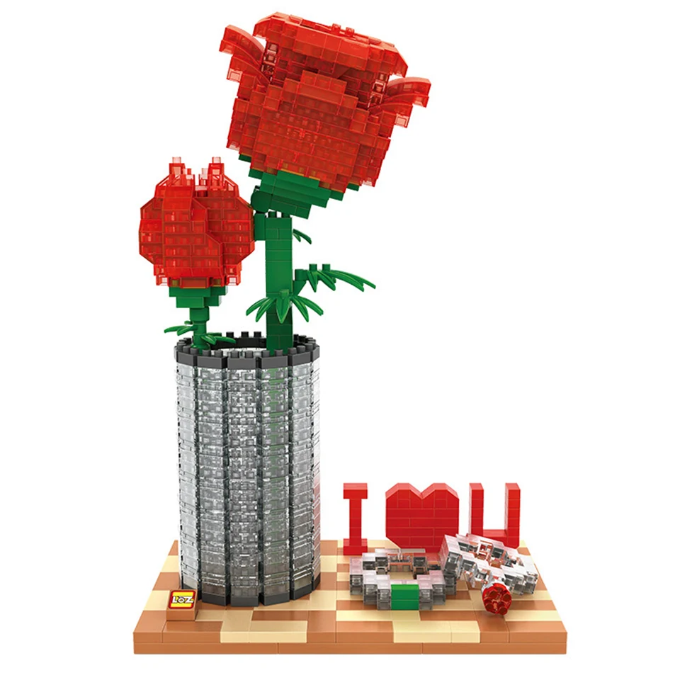 

920PCS Creative Valentine Rose Assemable Building Blocks Gifts Roses Model Bricks Collection Children Educational Toys
