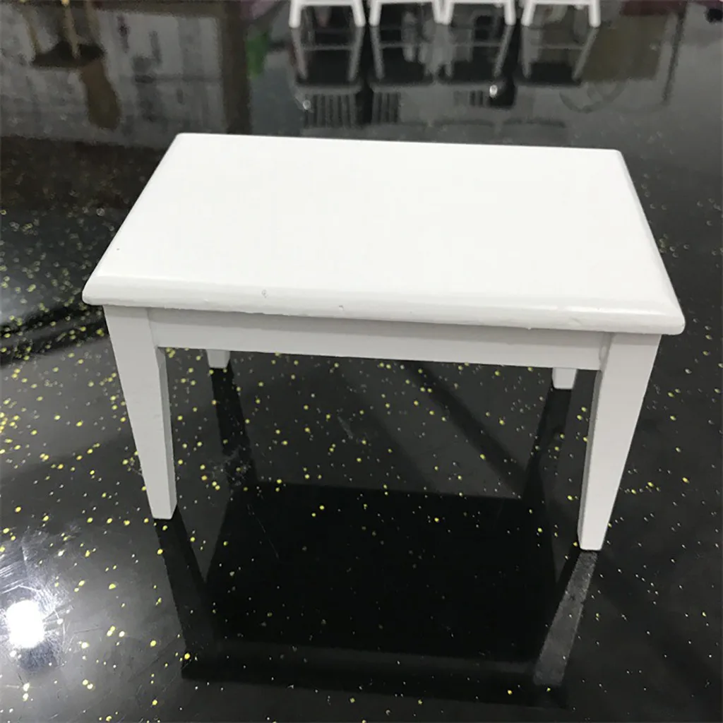 مصغرة 1:12 دمية الأثاث للدمى ، مصغرة 3D خشبية الأبيض طاولة طعام كرسي نموذج مجموعة DIY لعب للأطفال هدية 5.30