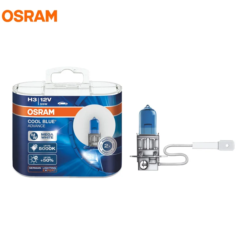 OSRAM H3 5000K 12 В 55 Вт 62151CBA холодные синие усовершенствованные галогенные лампы Xenon Mega