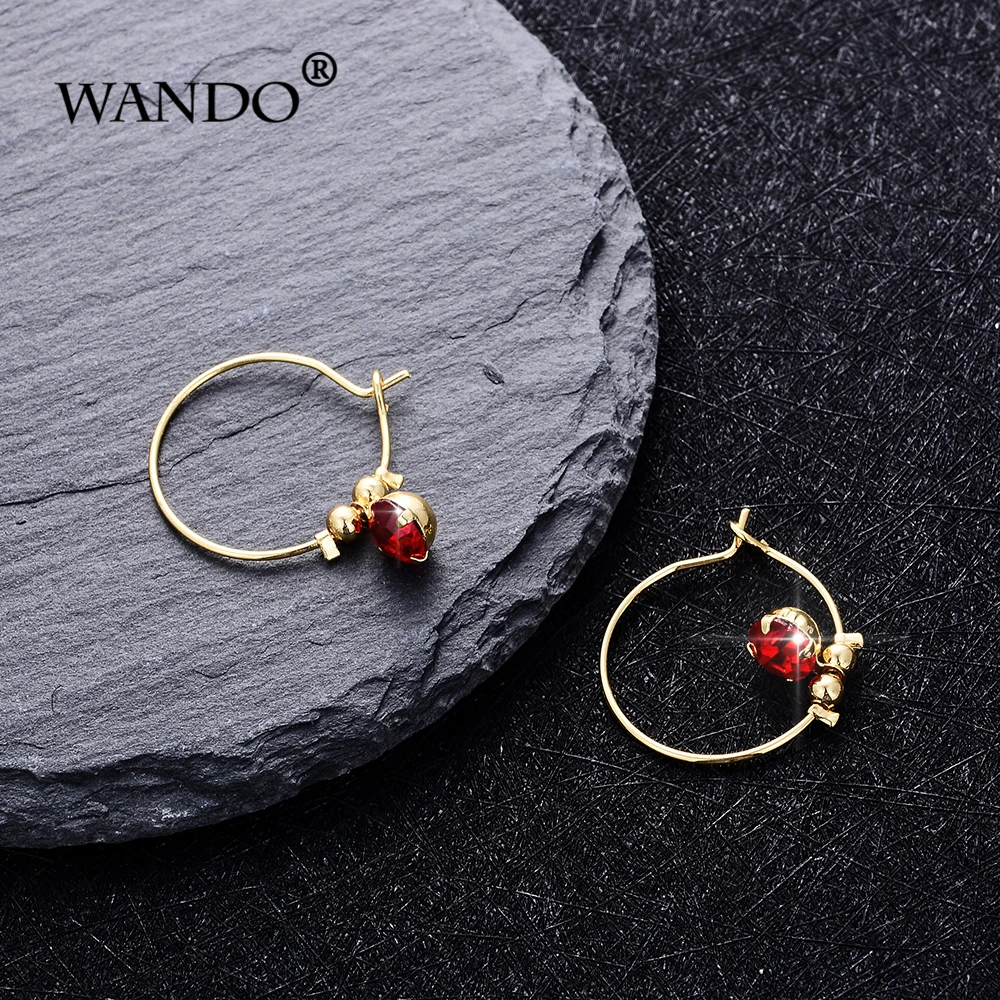 WANDO 2019 простой золотистый красный циркон для женщин Свадебные серьги в подарок