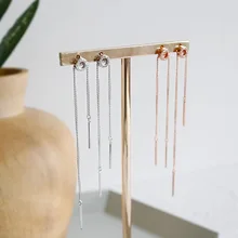 

HFYK round cubic zirconia 925 sterling silver earrings for women nice chain long earrings silver 925 jewelry boucles d'oreilles